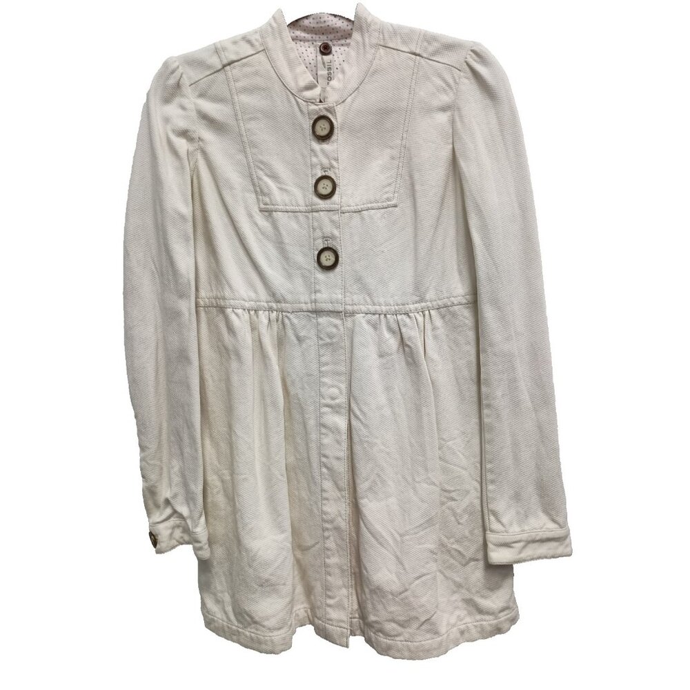 Vintage Fossil Womens Pea Coat Small Ivory Empire Waist Preppy‎ Minimalist